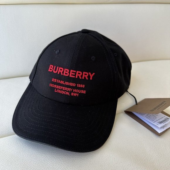 NWT Burberry Unisex US M Horseferry Embroidered Baseball Cap Black 8043040 - Picture 2 of 8